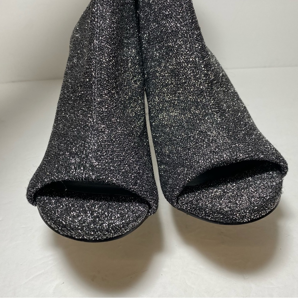 Steve Madden Rakel Glitter Bootie Sandal Heels Black Shimmer Women’s Size 8 - Picture 9 of 16